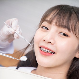 A patient receiving orthodontic treatment