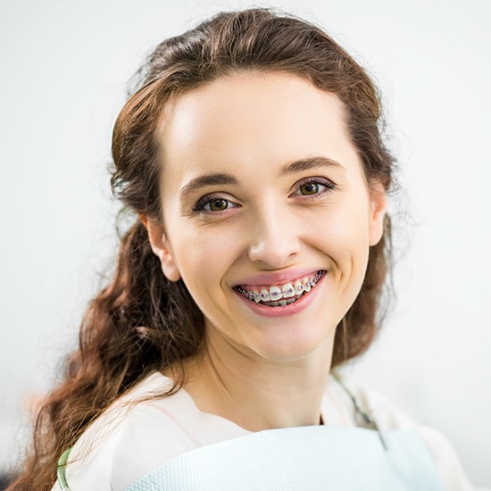 Adult patient with traditional braces